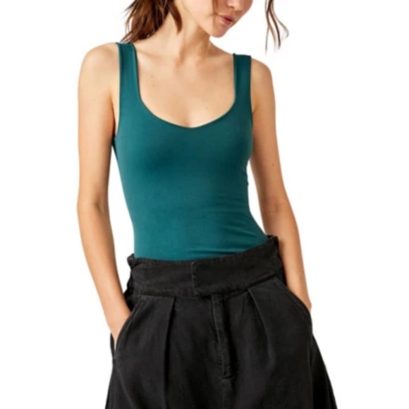 FREE PEOPLE CLEAN LINES WOMEN’S BODYSUIT INTIMATELY FOREST POOL PINE M-L M-G NWT - Picture 4 of 7